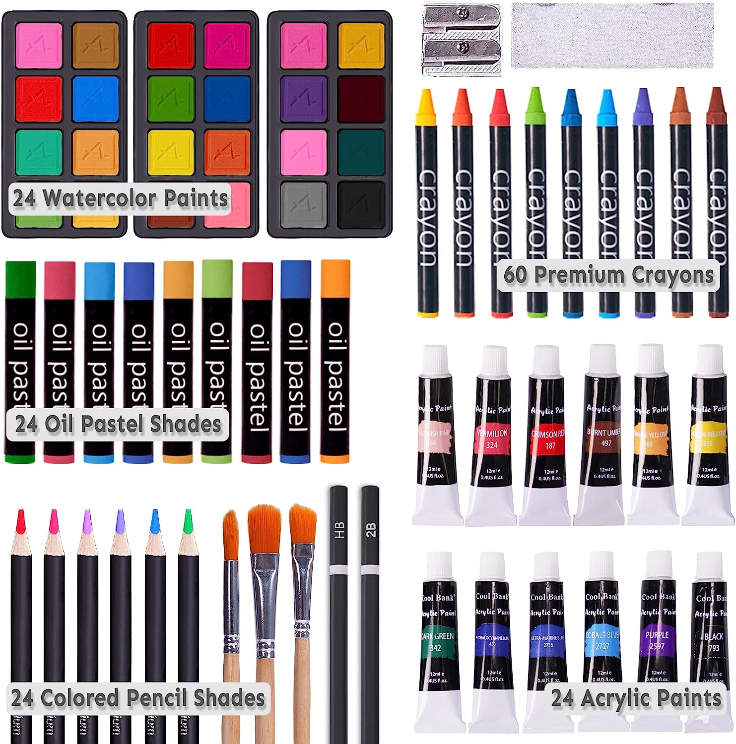 175 Piece Deluxe Art Set with 2 Drawing Pads, Acrylic Paints,Crayons,Colored Pencils,Paint Set in Wooden Case,Professional Art Kit,Art Supplies for Adults,Teens and Artist,Paint Supplies - Image 2
